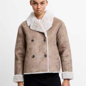Suede Double Breasted Coat