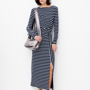 Jersey Striped Midaxi Dress