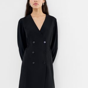 Crepe Double Breasted Mini Dress