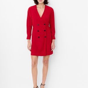 Crepe Double Breasted Mini Dress