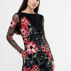Darcy Crepe Embroidered Mini Dress