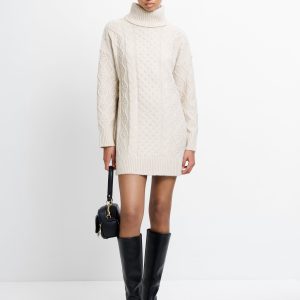 Cable Knit Turtleneck Mini Dress