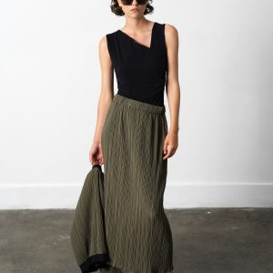 Plisse Column Maxi Skirt