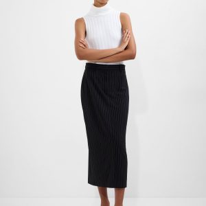 Tailored Pinstripe Midi Skirt
