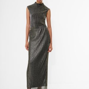 Lurex Plisse Maxi Skirt
