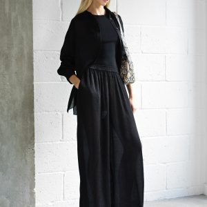 Crinkle Wide Leg Trousers