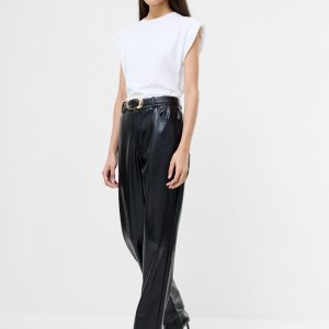 Croc PU Straight Leg Trousers