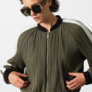 Plisse Bomber Jacket