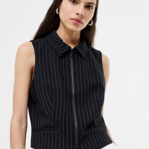 Tailored Pinstripe Zip Up Waistcoat